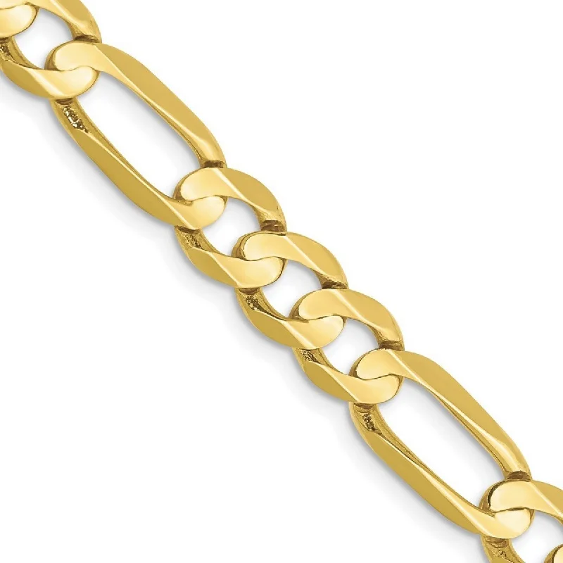 Ladies Bangles Fashion -Curata 10k Yellow Gold Solid Polished Lobster Claw Closure Light Figaro Chain Bracelet - 8 Inch - 6.75mm - Lobster Claw