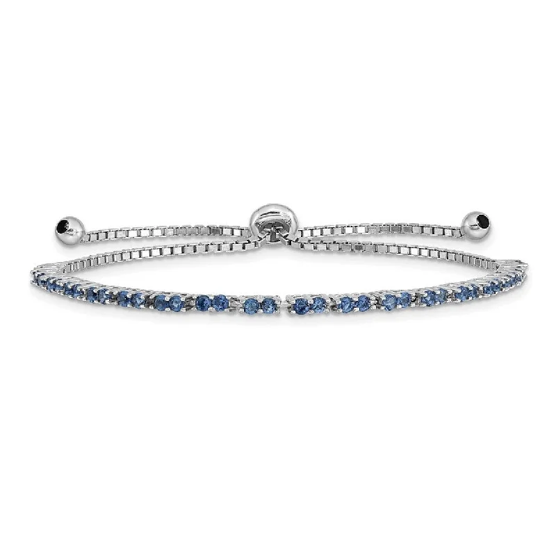 Ladies Bangles Butterfly -Curata 925 Sterling Silver Rhodium Plated September Blue CZ Cubic Zirconia Simulated Diamond Adj Bracelet