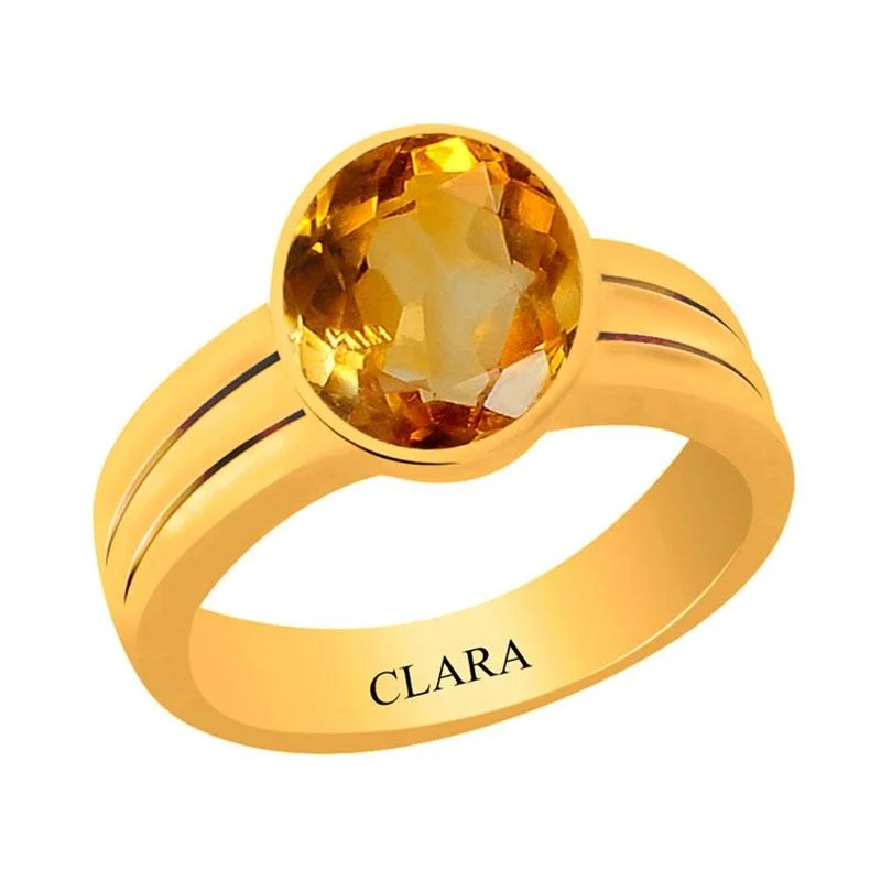 Crystal engagement rings for women-Certified Citrine Sunehla Stunning Panchdhatu Ring 9.3cts or 10.25ratti