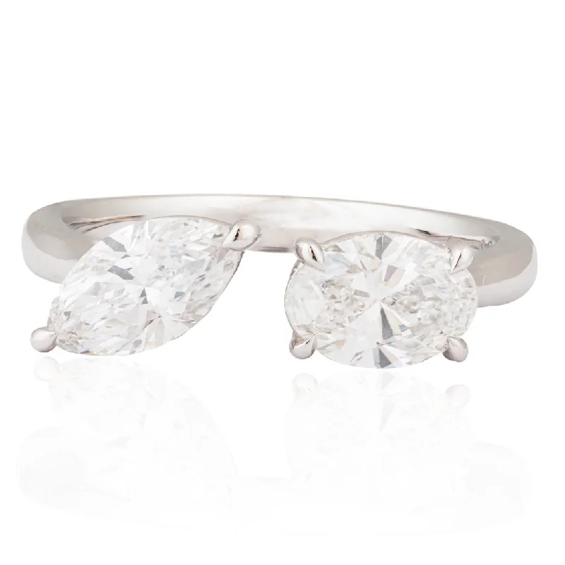 Crystal rings for women-Distinct elegance: Marquise & Oval Diamond Ring