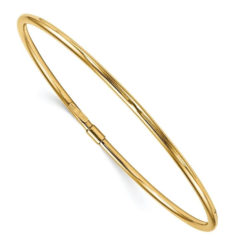 Ladies Bangles Thick -Curata 2.5mm 14k Yellow Gold Hollow Slip on Polished Cuff Stackable Bangle Bracelet