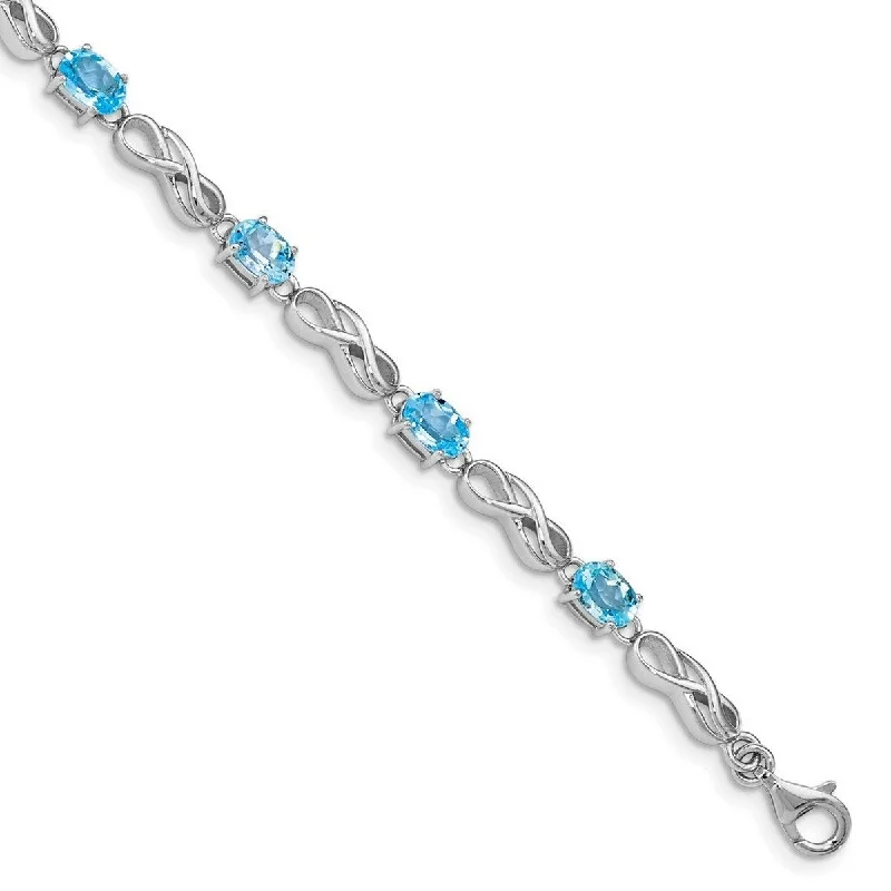 Ladies Bangles Antique -Curata 925 Sterling Silver Polished Fancy Lobster Closure Blue Topaz Figure 8 Bracelet