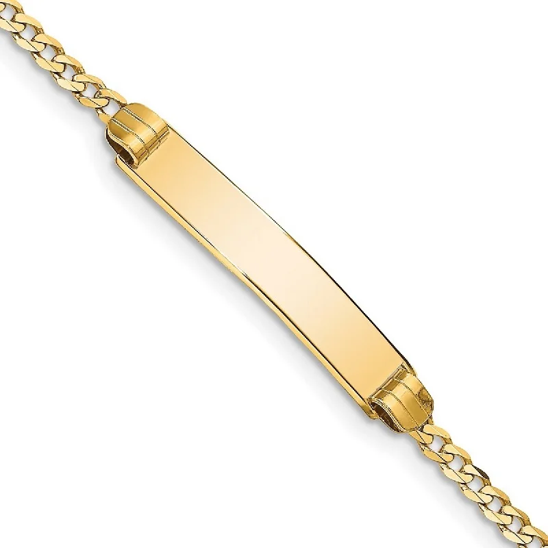 Ladies Bangles Classic -Curata 5.44mm 10k Yellow Gold Engravable Flat Curb Link ID Bracelet 7 Inch