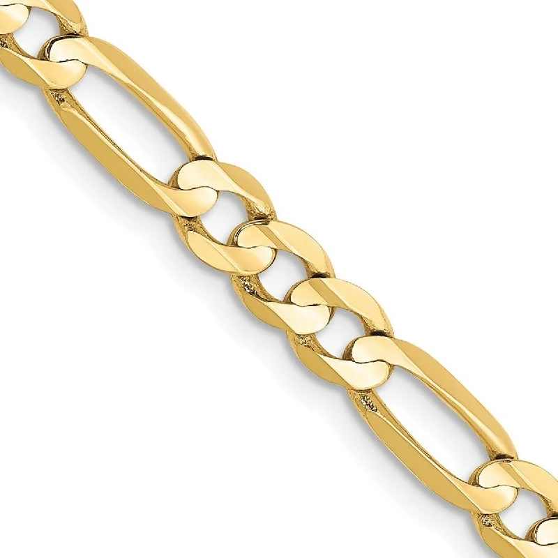 Ladies Bangles Green -Curata 10k Yellow Gold Solid Polished Lobster Claw Closure Light Figaro Chain Bracelet - 8 Inch - 4.5mm - Lobster Claw