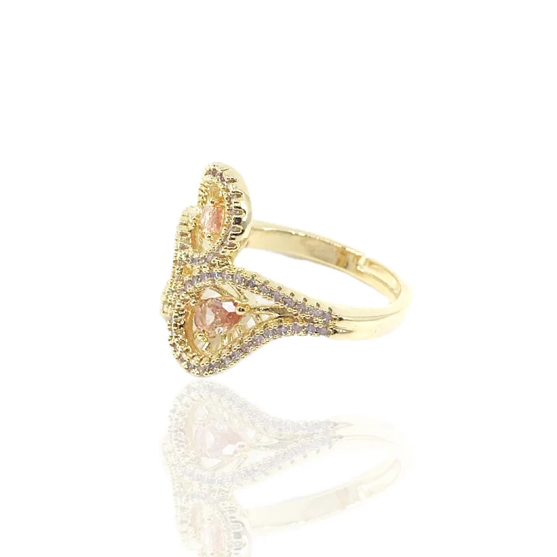 Colored gold rings for women-Gold Plated Three Teardrop Ring