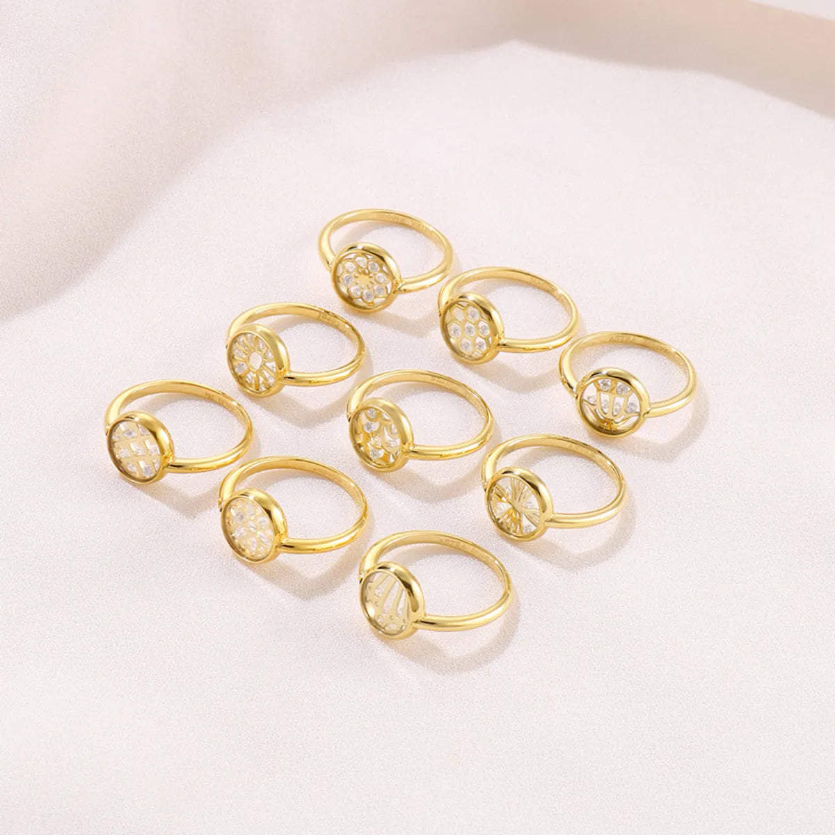 Vintage rings for women-Fashion Inlaid Zircon Stainless Steel Geometric Glass Ring Wholesale Gooddiy