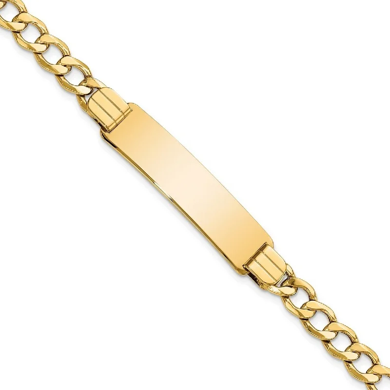 Ladies Bangles Modern -Curata 10.44mm 10k Yellow Gold Engravable Semi solid Curb Link ID Bracelet