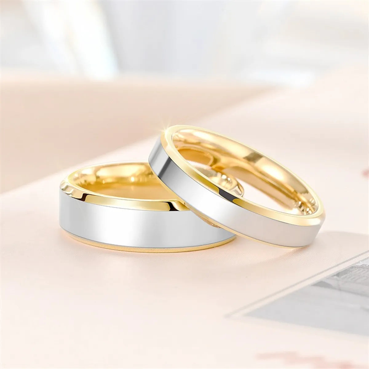 Large gemstone rings for women-Simple Style Color Block Titanium Steel Plating Gold Plated Silver Plated Rings