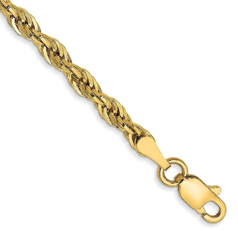 Ladies Bangles Initial -Curata 14k Yellow Gold Lobster Claw Closure 3.8mm Hollow Rope Chain Bracelet