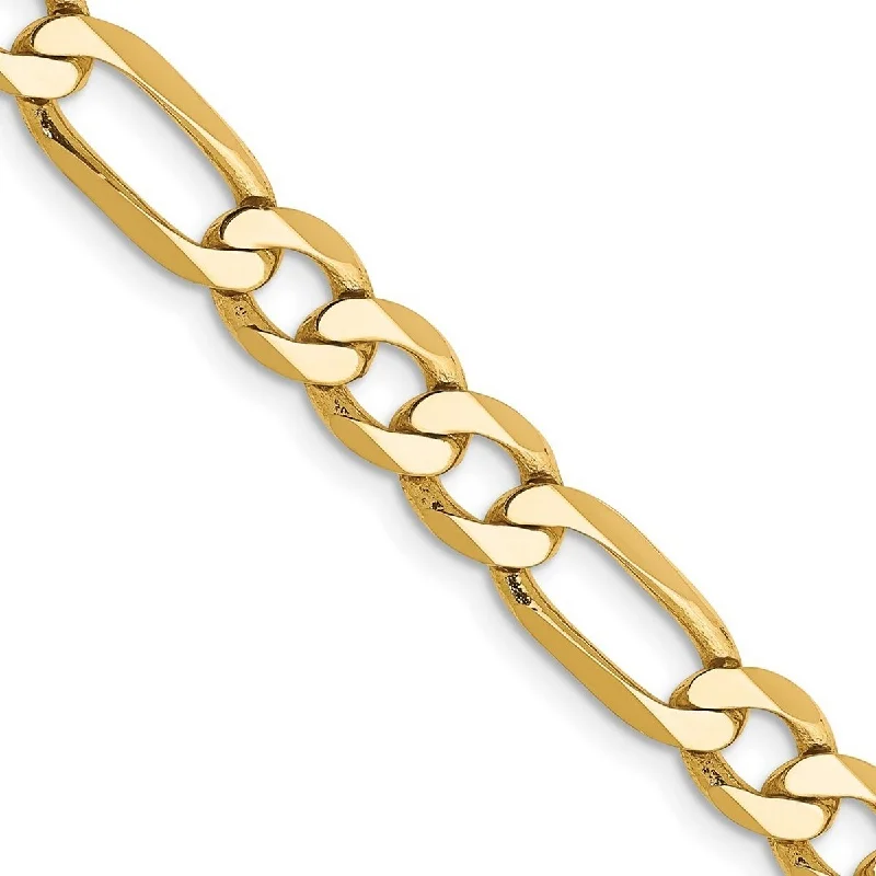 Ladies Bangles Gemstone -Curata 14k Yellow Gold Solid Polished 6.25mm Flat Figaro Chain Bracelet Lobster Claw