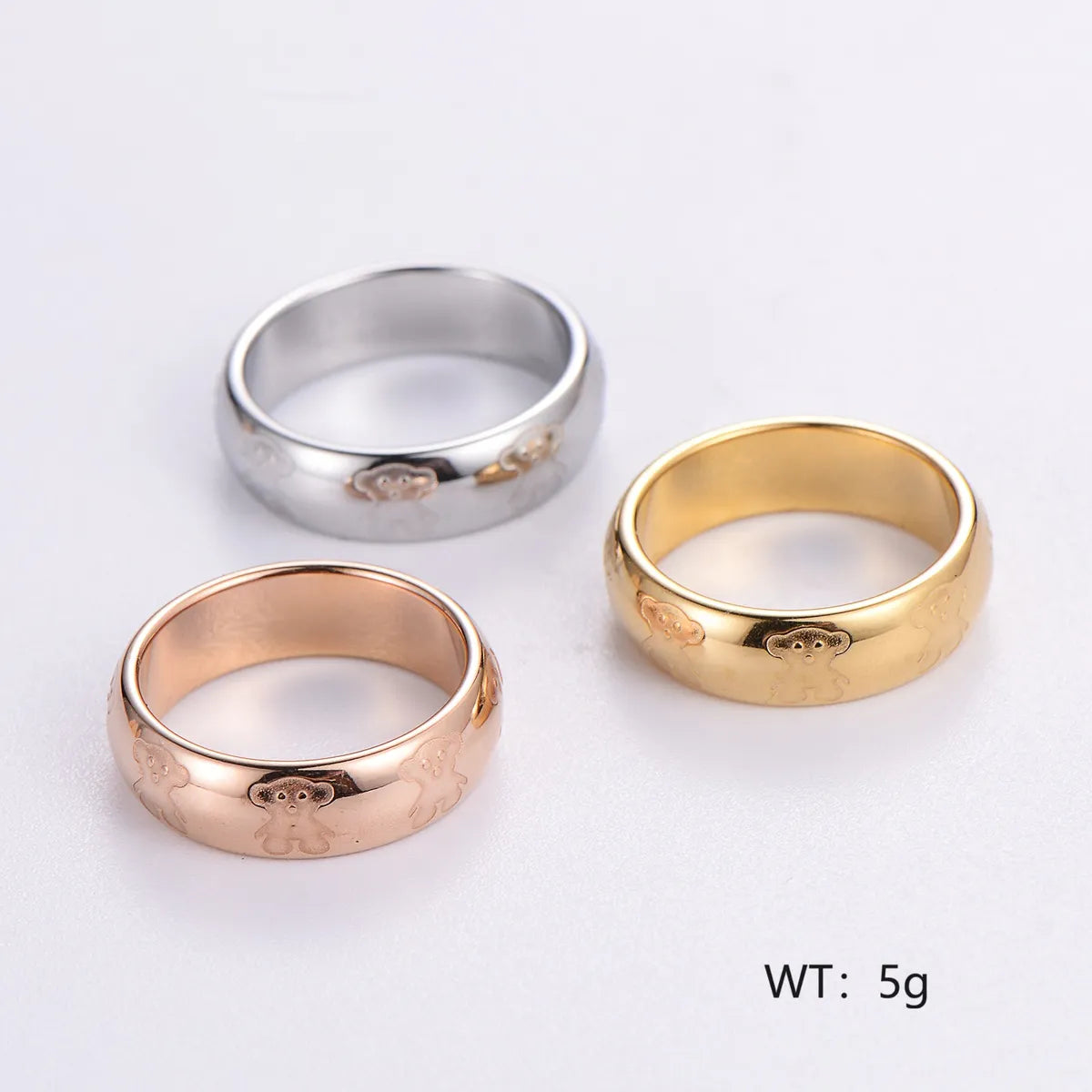 Pearl rings for women-Casual Solid Color Stainless Steel Plating 18k Gold Plated Rose Gold Plated Rings