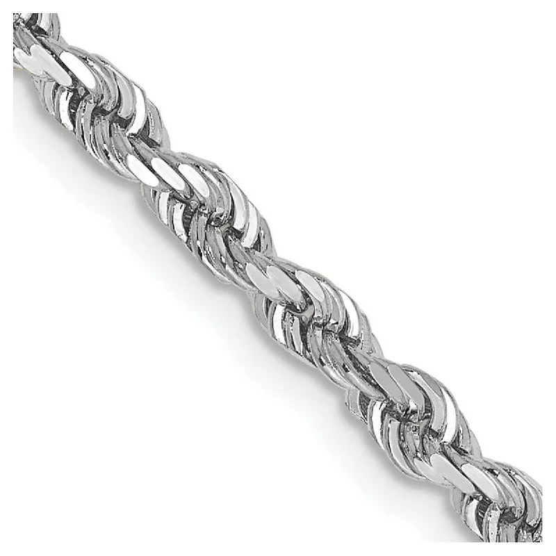 Ladies Bangles Solid -Curata 10k White Gold 3.35mm Sparkle Cut Quadruple Rope Chain Bracelet