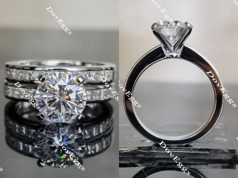 Custom rings for women-Doveggs channel set moissanite bridal set (2 rings)