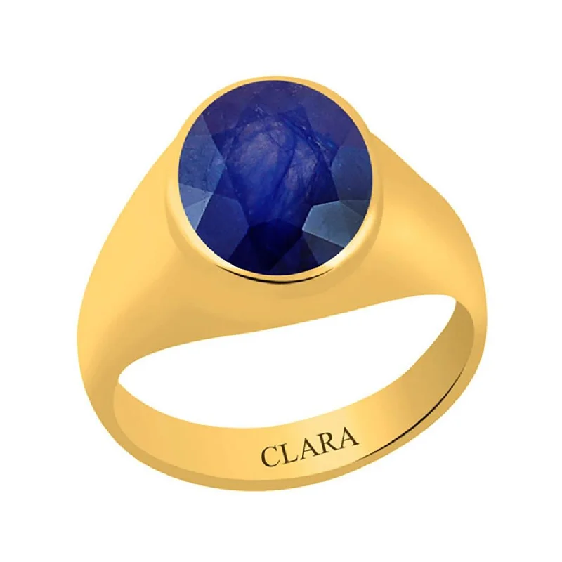 Wide rings for women-Certified Blue Sapphire Neelam Bold Panchdhatu Ring 5.5cts or 6.25ratti