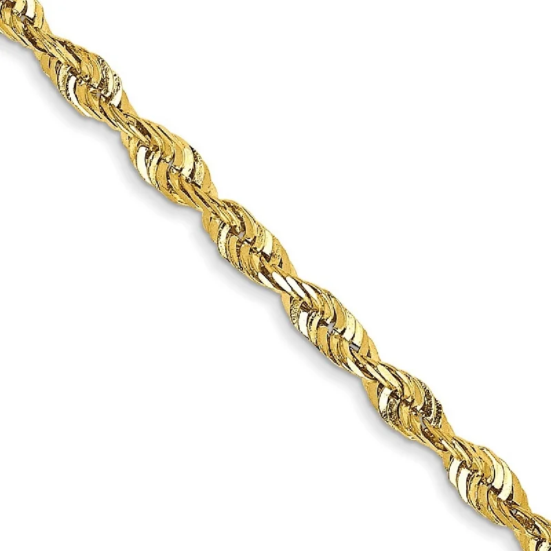 Ladies Bangles Casual -Curata 10k Yellow Gold 2.25mm Sparkle Cut Extra Lite Rope Chain Bracelet