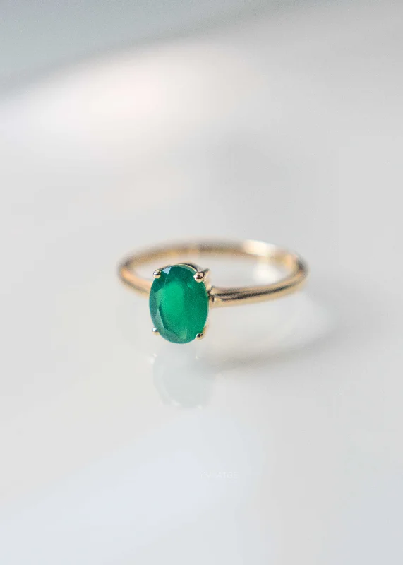 Trendy rings for women-Green Onyx Ring - Signature Oval