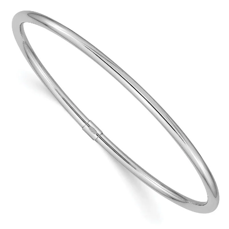 Ladies Bangles Sapphire -Curata 14k White Gold 3mm Polished Round Sslip on Stackable Bangle Bracelet