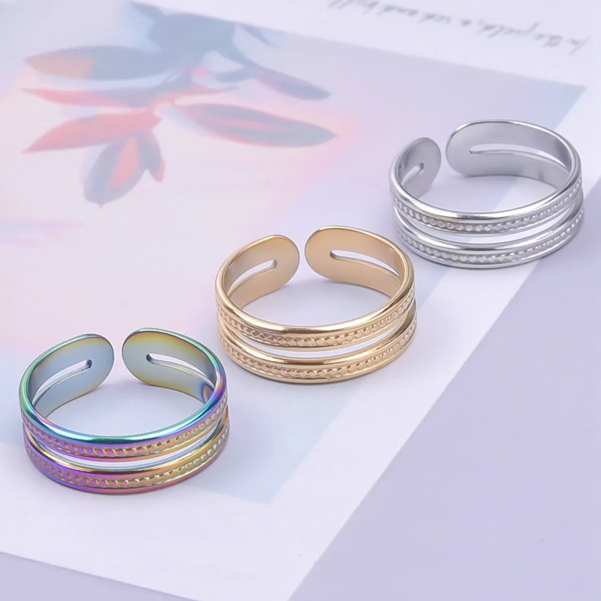 Unique design rings for women-Simple Style Classic Style Solid Color Stainless Steel Asymmetrical Polishing Rings