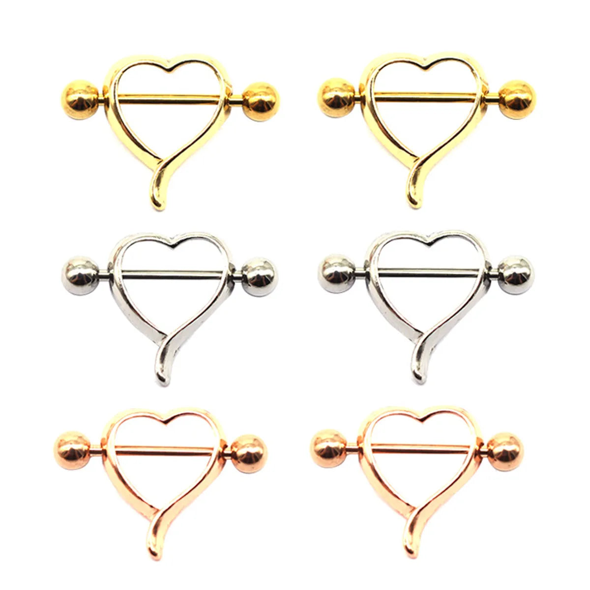 Oval rings for women-Casual Heart Shape Copper Rose Gold Plated White Gold Plated Gold Plated Nipple Ring In Bulk