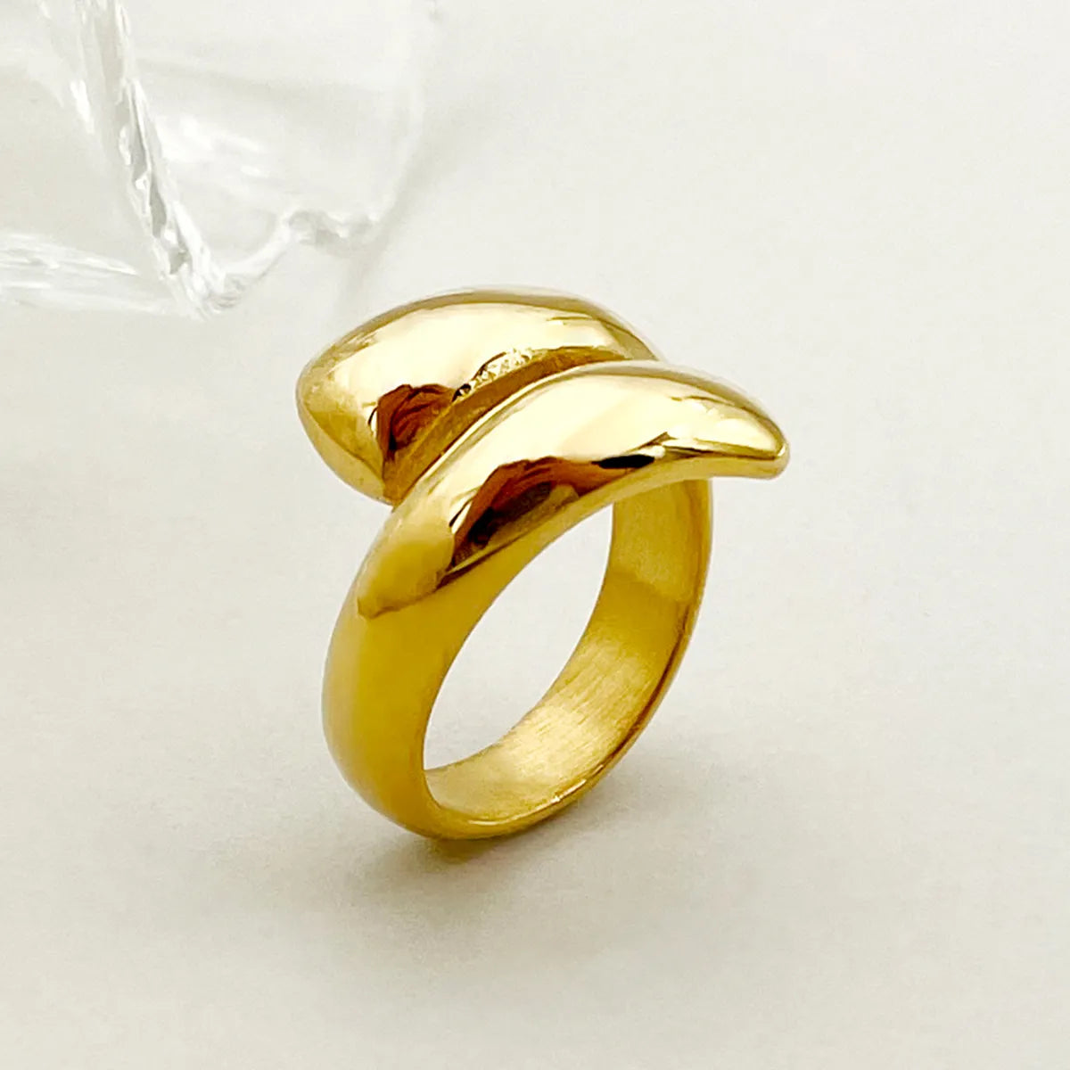 Gold-plated rings for women-Simple Style Solid Color Stainless Steel Plating Gold Plated Open Rings