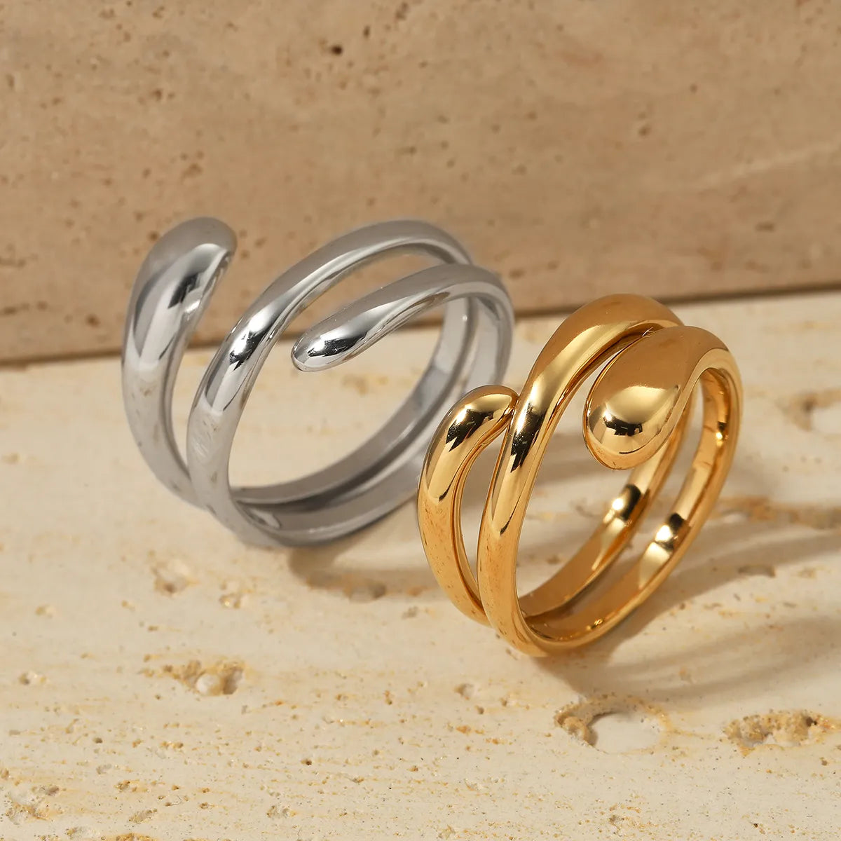 Silver infinity rings for women-Wholesale Jewelry Vacation Modern Style Solid Color 304 Stainless Steel 16K Gold Plated White Gold Plated Gold Plated Plating Rings