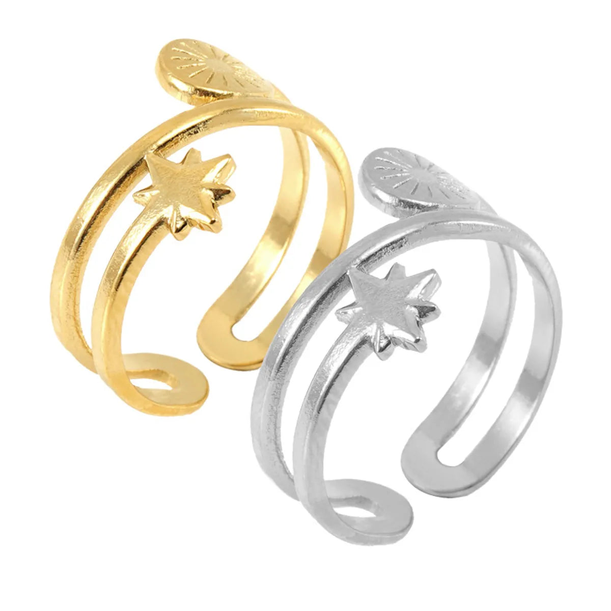 Stackable gold rings for women-Simple Style Star Stainless Steel Plating Open Ring