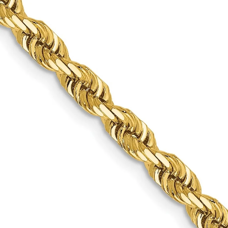 Ladies Bangles Bold -Curata 14k Yellow Gold Solid 4.0mm Sparkle Cut Quadruple Rope Chain Bracelet Lobster Claw