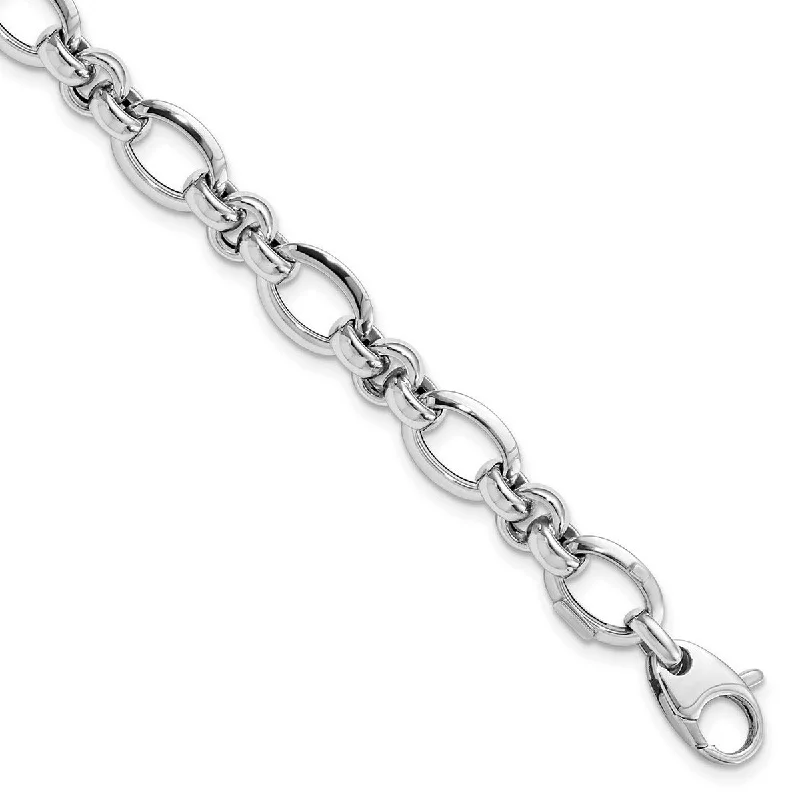 Ladies Bangles Everyday -Curata 14k White Gold Fancy Cable Polished Bracelet 7.5 Inch