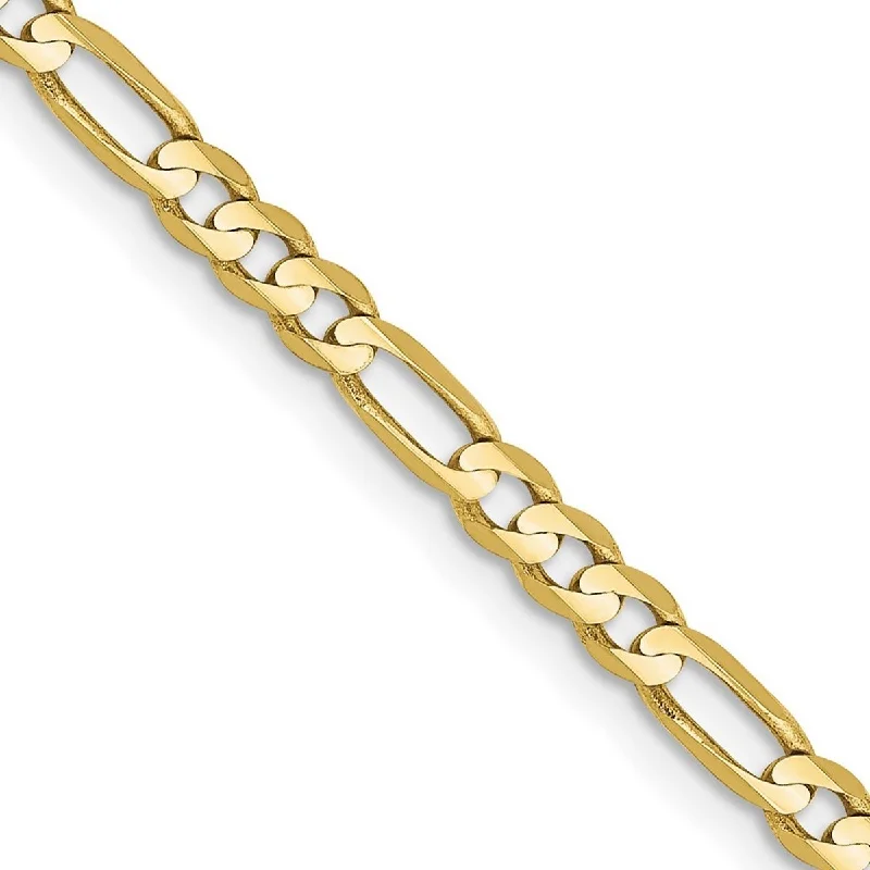 Ladies Bangles Retro -Curata 10k Yellow Gold Solid Polished Lobster Claw Closure 3.0mm Figaro Chain Bracelet - 8 Inch - Lobster Claw