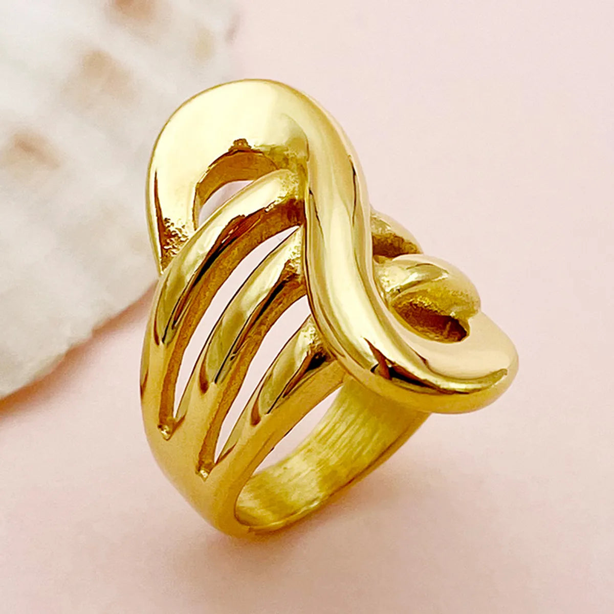 Simple gold rings for women-Vintage Style Classic Style Commute S Shape Stainless Steel Polishing Plating Gold Plated Rings