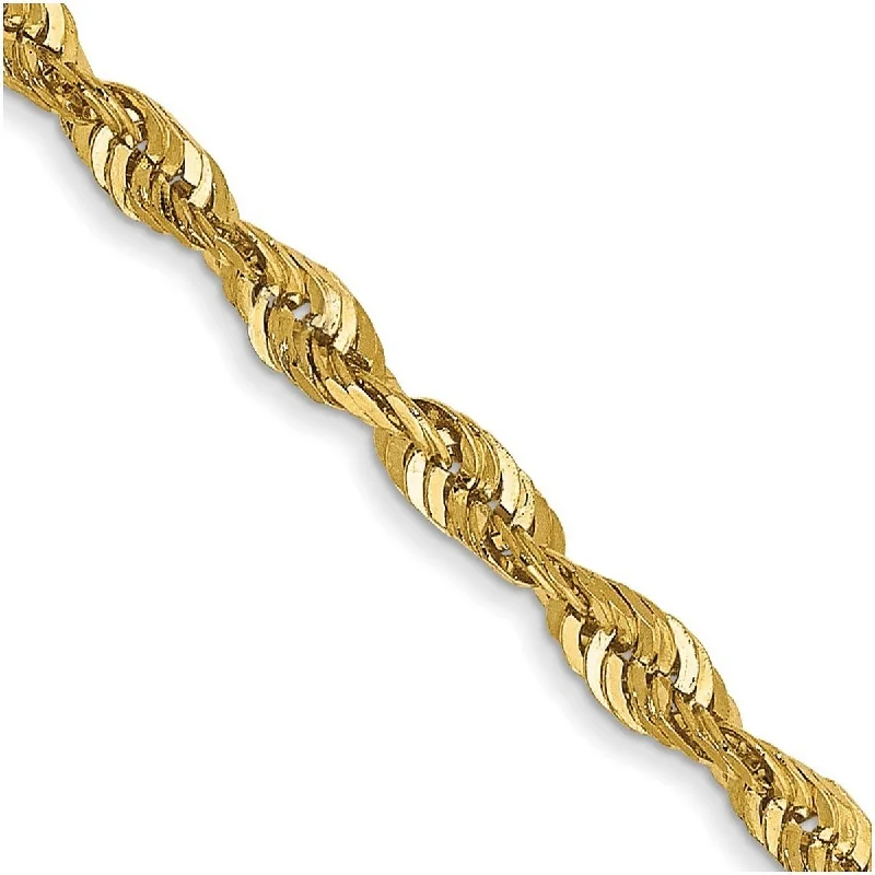 Ladies Bangles Cultural -Curata 14k Yellow Gold Solid Lightweight Lobster Claw Closure 2.5mm Sparkle Cut Extra light Rope Chain Bracelet