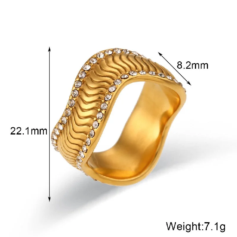 Wave Twill Ring-Gold-No. 8