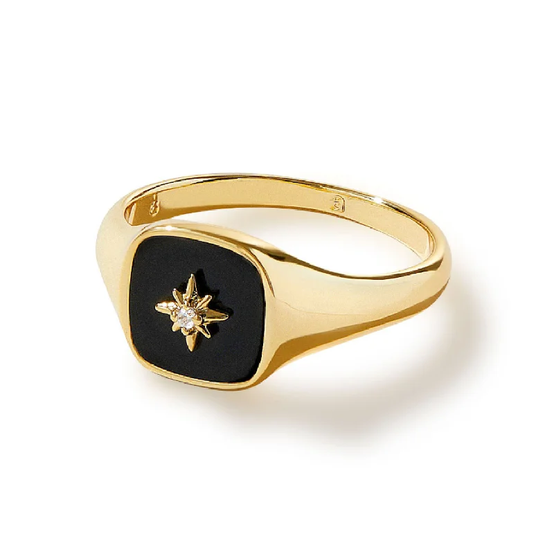 Modern rings for women-Amara Gold Signet Ring