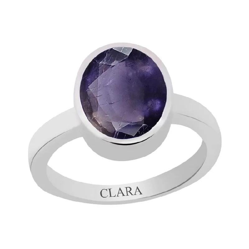 Custom rings for women-Certified Iolite Neeli Elegant Silver Ring 5.5cts or 6.25ratti