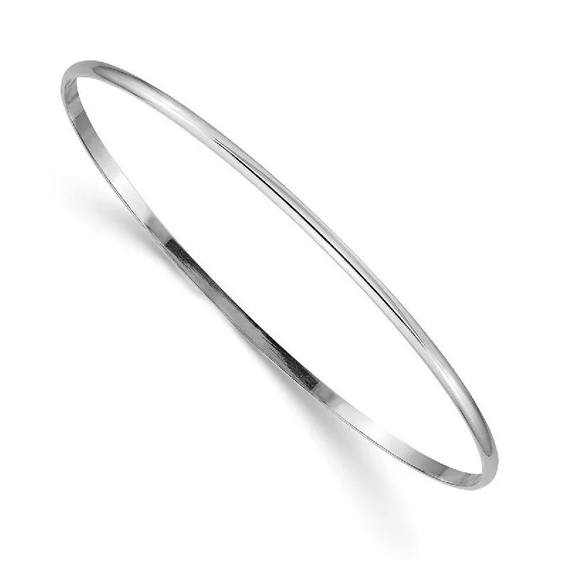 Ladies Bangles Engraved -Curata 14k White Gold 2mm Solid Half Round Slip On Stackable Bangle Bracelet