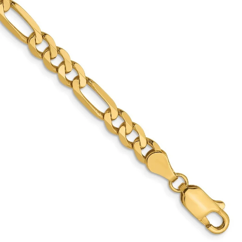 Ladies Bangles Oval -Curata 14k Yellow Gold 4.75mm Flat Figaro Chain Bracelet