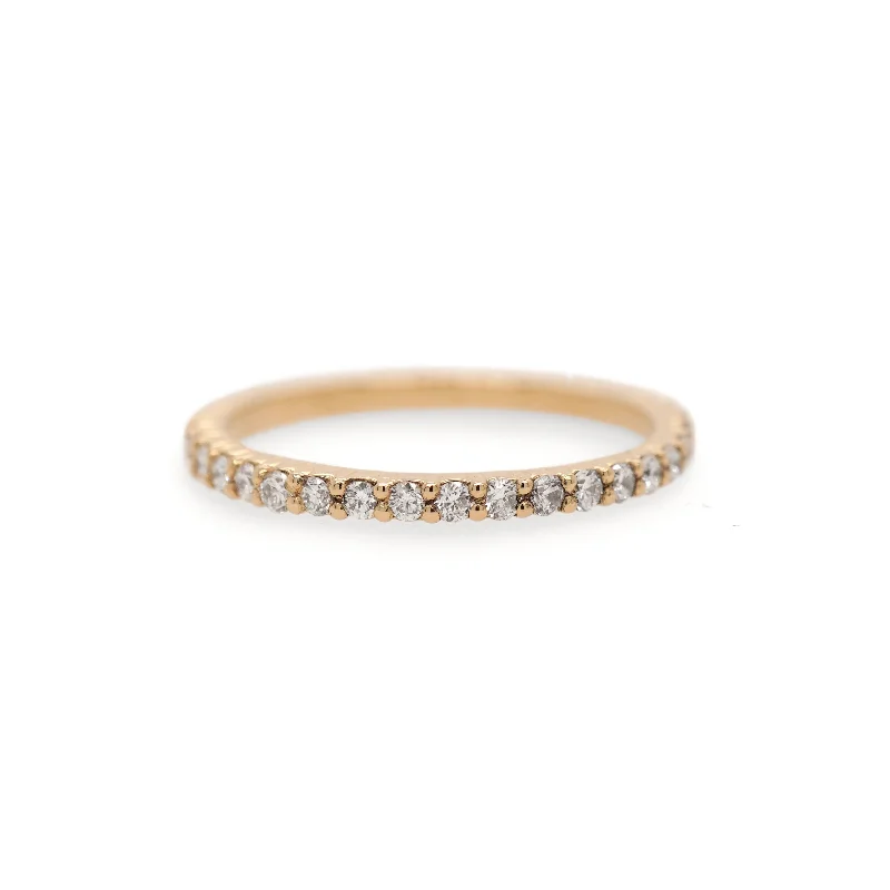 Silver rings for women-Natural Diamond Eternity Ring in 14K Yellow Gold