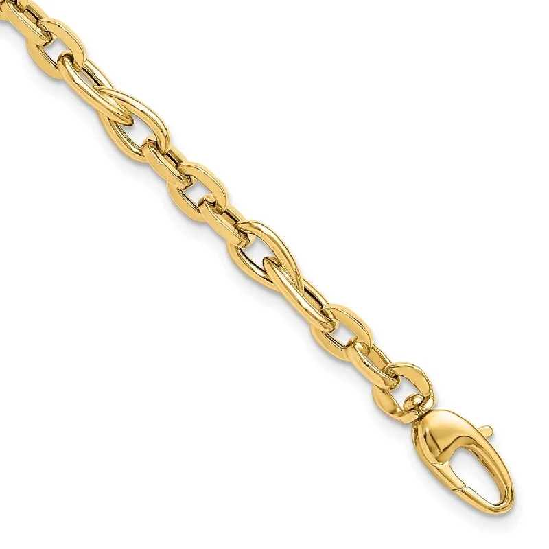 Ladies Bangles Anniversary -Curata 14k Yellow Gold Polished Fancy Link Bracelet 7.5 Inch