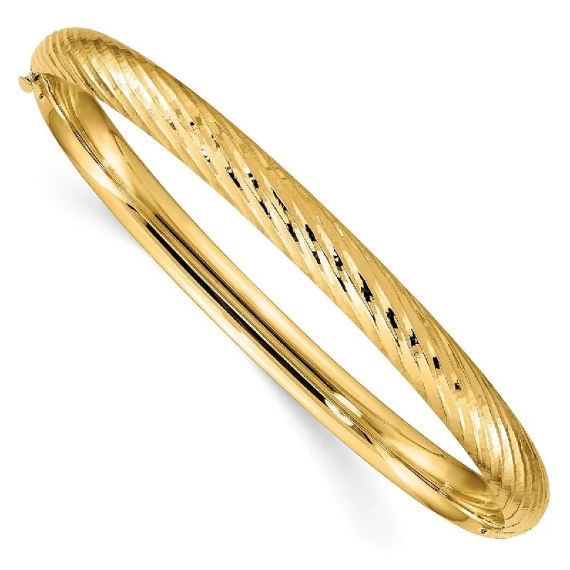 Ladies Bangles Smooth -Curata 14k Yellow Gold 4/16 Textured Cuff Stackable Bangle Bracelet