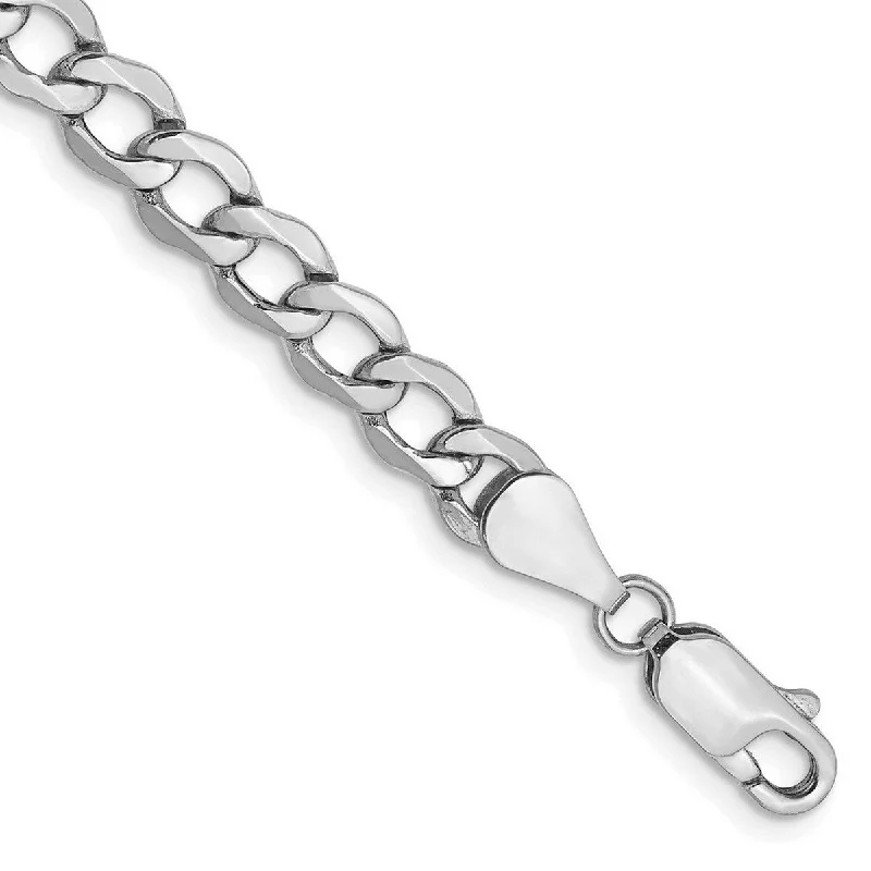 Ladies Bangles Crystal -Curata 14k White Gold Hollow Polished Lobster Claw Closure 5.25mm Semi solid Curb Link Chain Bracelet