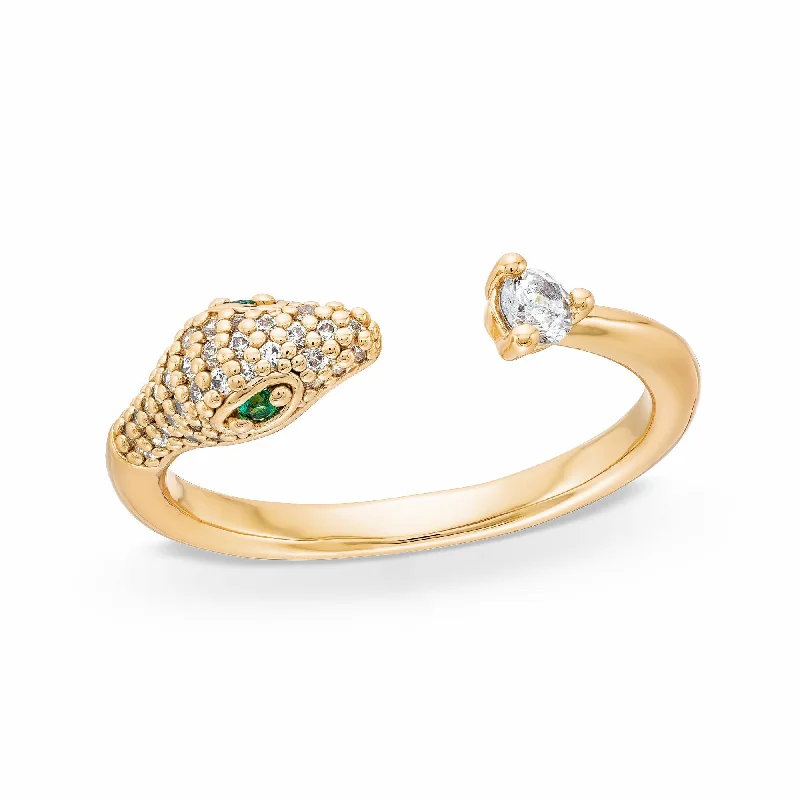 Adjustable engagement rings for women-Sloat Snake Wrap Ring in Gold & Pave