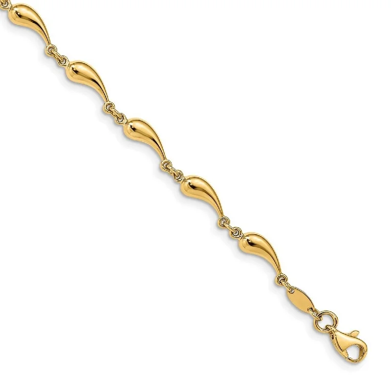 Ladies Bangles Gemstone -Curata 14k Gold Polished Fancy Link Bracelet 7.75 Inch