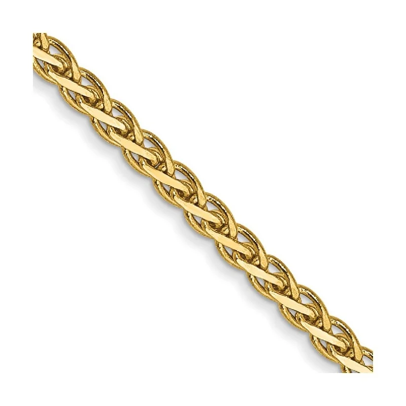 Ladies Bangles Trendy -Curata 14k Yellow Gold Polished 1.8mm Flat Wheat Chain Bracelet 7 Inch Lobster Claw