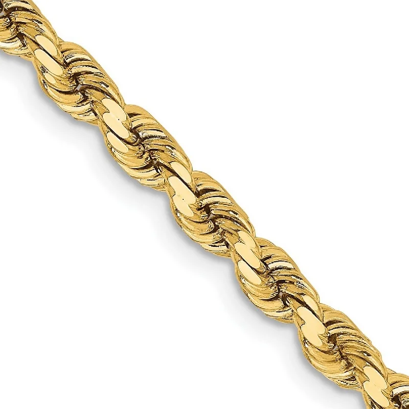 Ladies Bangles Bold -Curata 14k Gold 3.75mm Sparkle Cut Rope Chain Bracelet