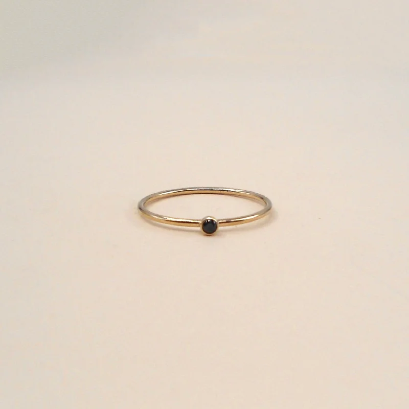 Minimalist engagement rings for women-Gold Filled Black CZ Stacking Rings