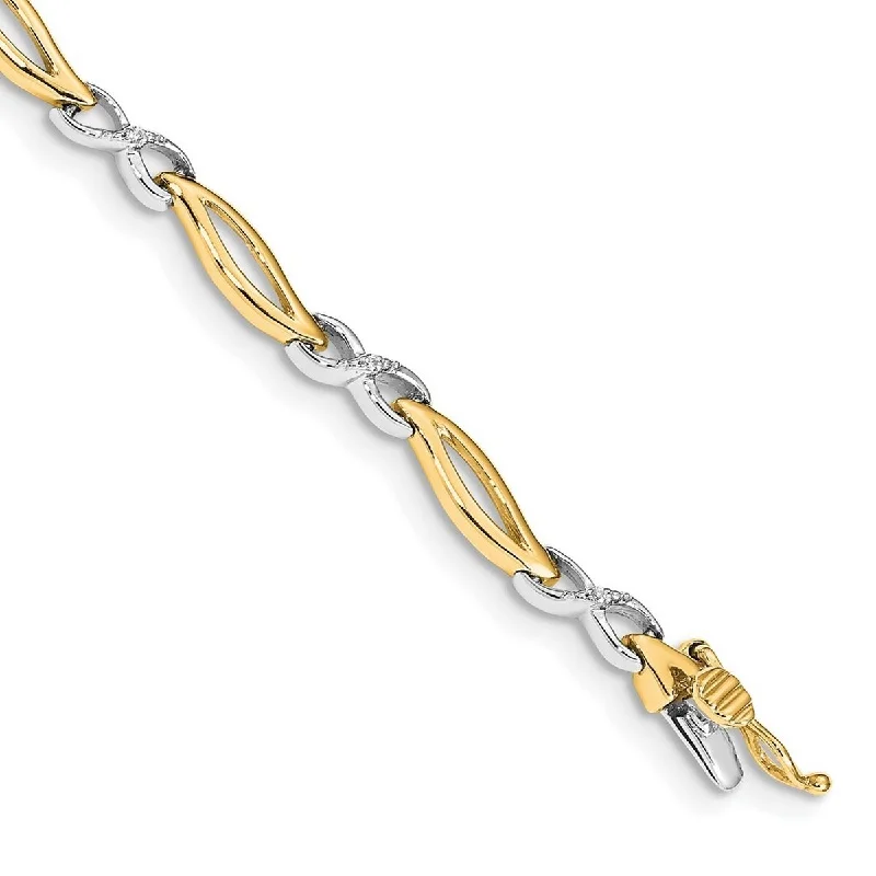 Ladies Bangles Closed -Curata 14k Two tone Diamond Infinity 7.5inch Link Bracelet