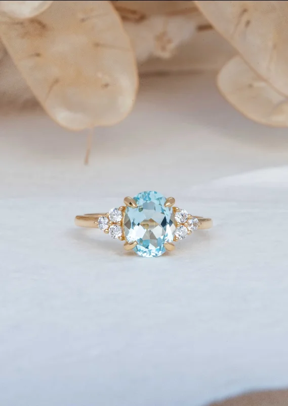 Unique rings for women-Blue Topaz Ring - Fleur