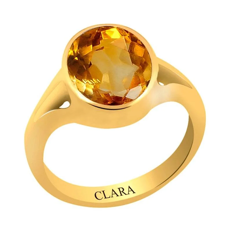 Solitaire rings for women-Certified Citrine Sunehla Zoya Panchdhatu Ring 6.5cts or 7.25ratti