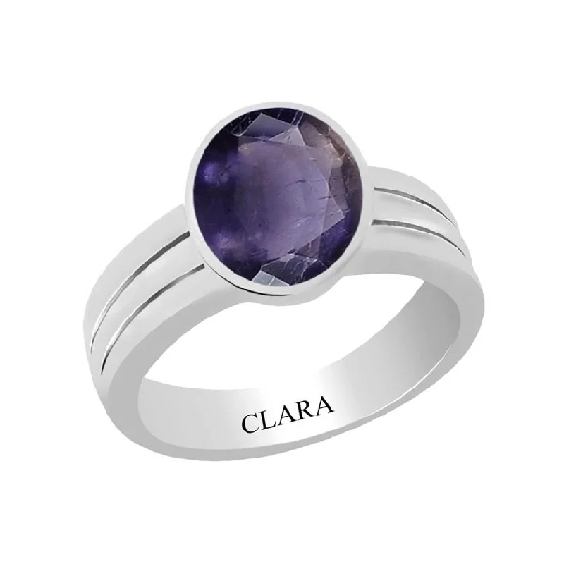 Wedding rings for women-Certified Iolite Neeli Stunning Silver Ring 4.8cts or 5.25ratti