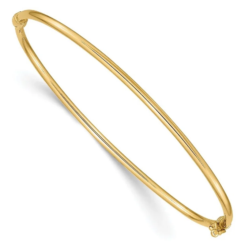 Ladies Bangles Wide -Curata 14k Yellow Gold Polished Hollow tube Safety clasp No safety bar Hinged Bangle Bracelet